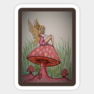 Fairy in the Magic Mushrooms Sticker